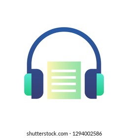 Headphone with document vector illustration in gradient design