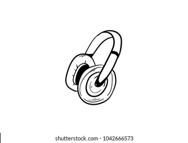 headphone doodle doodle icon vector 