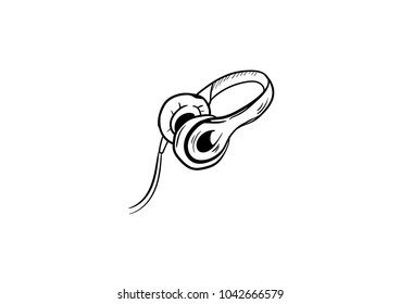 headphone doodle doodle icon vector 