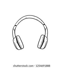 headphone doodle icon vector 