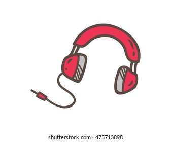 Headphone doodle isolated on white background