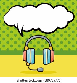 headphone doodle, speech bubble
