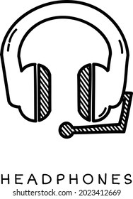 Dibujo manual del doodle de auriculares 