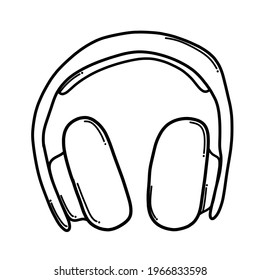 Headphone Doodle vector icon. Drawing sketch illustration hand drawn cartoon line.