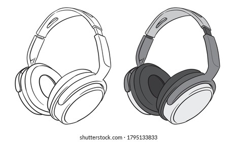 Headphone Drawing illustration / Vector Stock