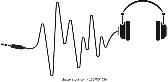 Headphone drawing. Musical accessories. Drawing for the site and printed products.
