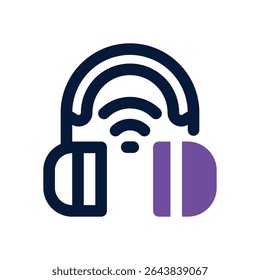 ícone de fone de ouvido duotônico. Ícone vetorial moderno e elegante para sites, aplicativos móveis, materiais de marketing e design corporativo. Totalmente dimensionável e pronto para uso.