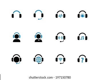 Headphone duotone icons on white background. Vector illustration.