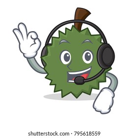 With headphone Durian mascot cartoon style