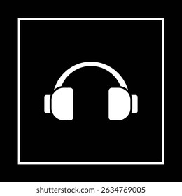 Protetor de ouvido para fone de ouvido ícone símbolo de logotipo. Fones de ouvido em plano de fundo preto