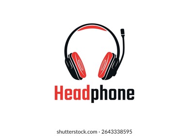 Logotipo de los auriculares. Dispositivo para escuchar música, jugar juegos. Ilustración vectorial.