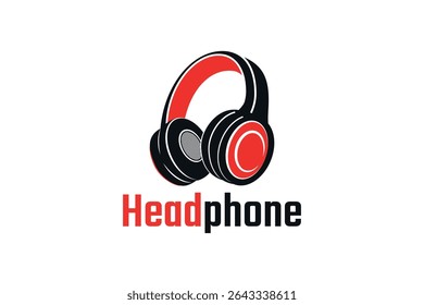 Headphone earphone headset logo. Device for listening to music, playing games. Vector illustration.