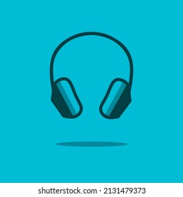 Headphone earphone headset for music flat design vector. Colorful logo with soft background. Abstract graphic illustration.