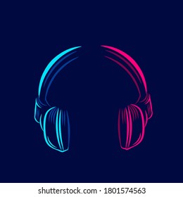 
Headphone earphone headset for music line pop art potrait logo colorful design with dark background. Abstract vector illustration. 