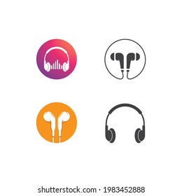 Auriculares, diseño plano vectorial de iconos de auriculares
