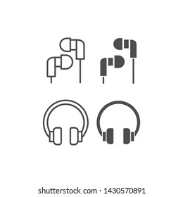 Headphone and earphone line, fill icons