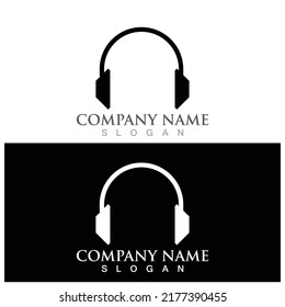 headphone earphone logo icon vector illustration template design
