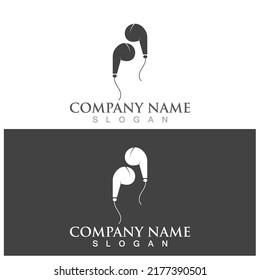 headphone earphone logo icon vector illustration template design
