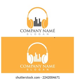 headphone earphone logo icon vector illustration template design