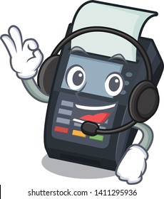 With headphone EDC machine on the character cardboard