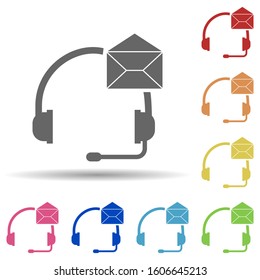 Headphone, envelope, support in multi color style icon. Simple glyph, flat vector of business icons for ui and ux, website or mobile application