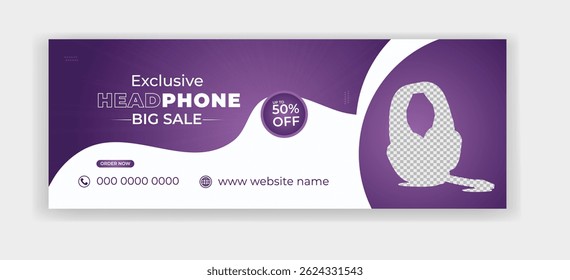 Headphone exclusive product big sale cover banner design template