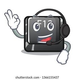 With headphone f12 button installed on cartoon computer