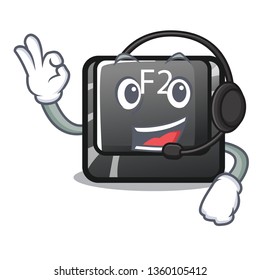 With headphone f2 button on the mascot computer