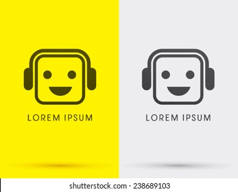 Headphone, face  smile, logo, symbol, icon, graphic, vector .