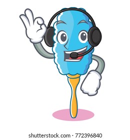 With headphone feather duster character cartoon