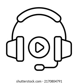 headphone Finance Related Vector Line Icon. Editable Stroke Pixel Perfect.