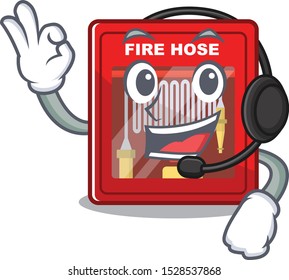 With headphone fire hose cabinet on the cartoon