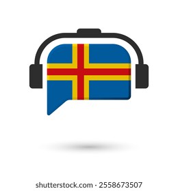 Headphone flag of Aland. Vector Illustration of flag on white background.