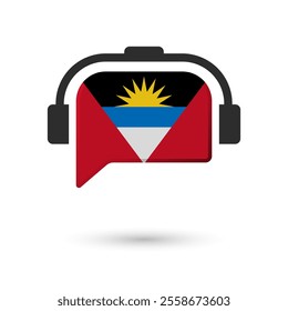 Headphone flag of Antigua and Barbuda. Vector Illustration of flag on white background.