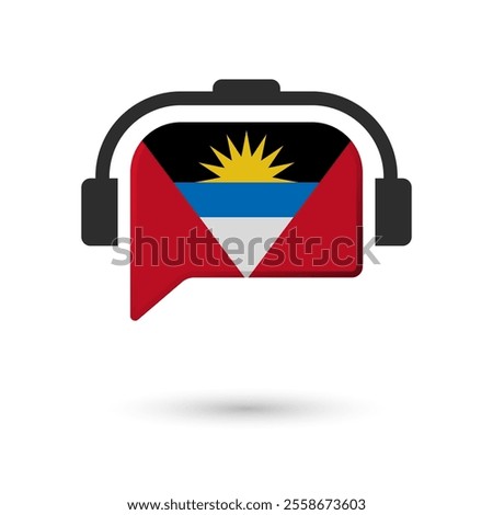 Headphone flag of Antigua and Barbuda. Vector Illustration of flag on white background.