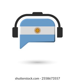 Headphone flag of Argentina. Vector Illustration of flag on white background.