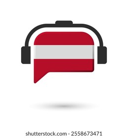 Headphone flag of Austria. Vector Illustration of flag on white background.