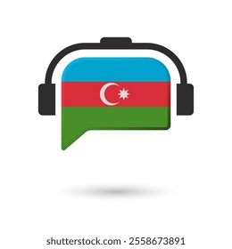 Headphone flag of Azerbaijan. Vector Illustration of flag on white background.