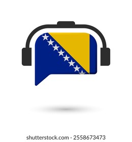 Headphone flag of Bosnia Herzegovina. Vector Illustration of flag on white background.