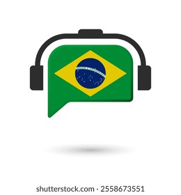 Headphone flag of Brazil. Vector Illustration of flag on white background.