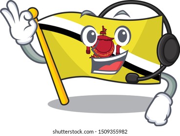 With headphone flag brunei darussalam with the character