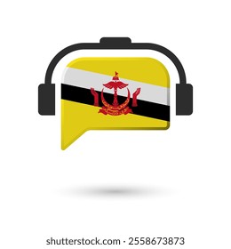 Headphone flag of Brunei. Vector Illustration of flag on white background.