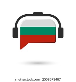 Headphone flag of Bulgaria. Vector Illustration of flag on white background.