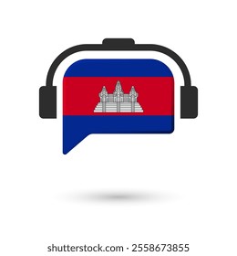 Headphone flag of Cambodia. Vector Illustration of flag on white background.