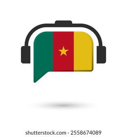 Headphone flag of Cameroon. Vector Illustration of flag on white background.