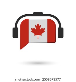 Headphone flag of Canada. Vector Illustration of flag on white background.