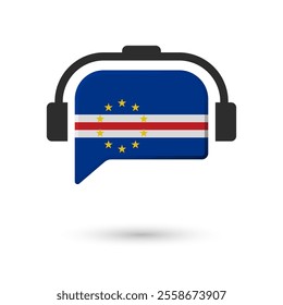 Headphone flag of Cape Verde. Vector Illustration of flag on white background.