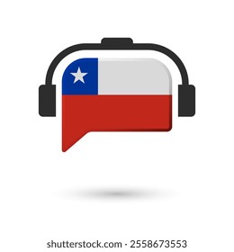 Headphone flag of Chile. Vector Illustration of flag on white background.