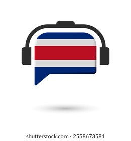 Headphone flag of Costa Rica. Vector Illustration of flag on white background.