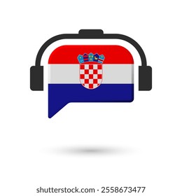 Headphone flag of Croatia. Vector Illustration of flag on white background.